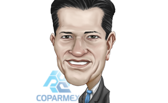 Personalidades: Mauro Garza Marín, presidente de Coparmex; con la bandera anticorrupción